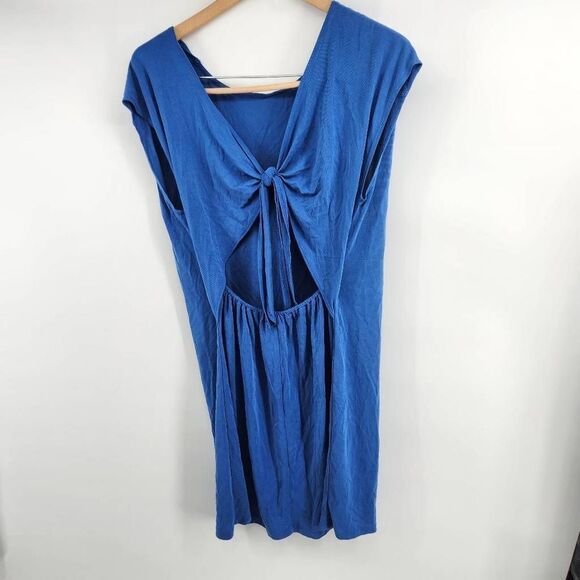 Blue Backless Sheath Shirt Mini Dress Too Cool for School Women’s Medium - Picture 1 of 6